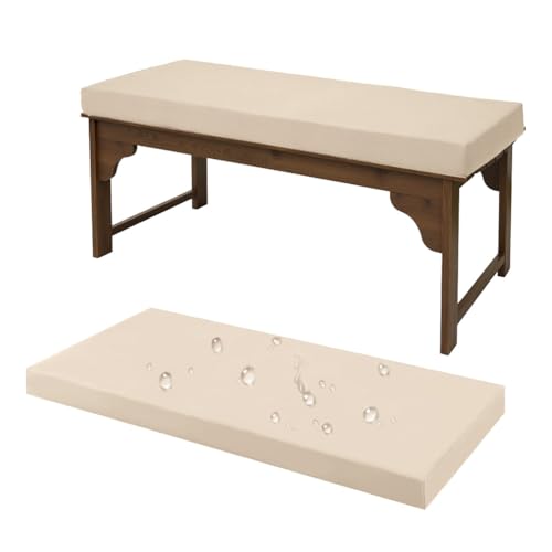 ZSWXF Bankauflage Outdoor Wetterfest,Sitzkissen Sitzauflage Sitzpolster Bank,rutschfeste Bankkissen Sitzkissen Outdoor,FüR Fensterbank Innen Gartenbank Auflag Wasserfest Sofakissen,Beige,120x45x5cm von ZSWXF
