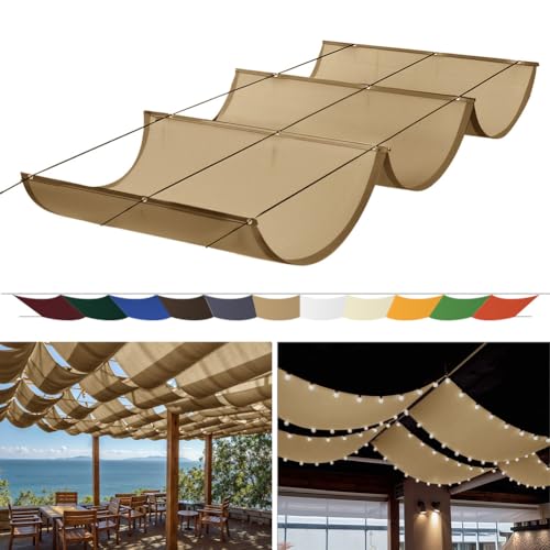 ZSWXF Einziehbares Welle Sonnensegel (Garten) Maßgefertigte Größen Pergola Markise Verstellbar Schattenabdeckung 95% UV-Schutz uf Anwendbar auf Innenhöfe Terrasse,Khaki von ZSWXF