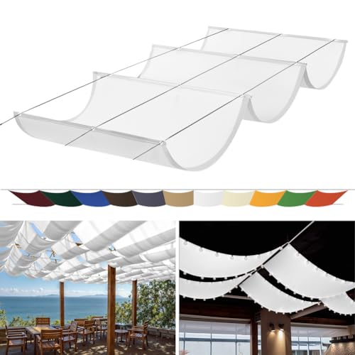 ZSWXF Einziehbares Welle Sonnensegel (Garten) Maßgefertigte Größen Pergola Markise Verstellbar Schattenabdeckung 95% UV-Schutz uf Anwendbar auf Innenhöfe Terrasse,Weiß von ZSWXF