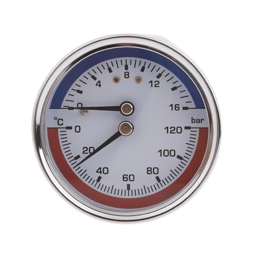 Flüssigkeitsgefülltes Manometer 0-16 Bar 0-120 ℃ Thermomanometer Thermomanometer Kesseltemperatur Manometer Temperatur Und Druckmessung von ZSYTF
