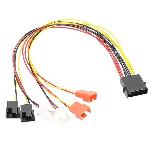 ZSYTF 4-poliger Molex auf 3-polig/4-poliger Lüfteradapter, 12 V, 7 V, 5 V, PC-Lüfteradapter, 4-poliger Molex-Splitter, ummanteltes Kabel für Computer-Gehäuse, IDE-zu-Lüfteradapter, 12 V Lüfterkabel, 7 von ZSYTF