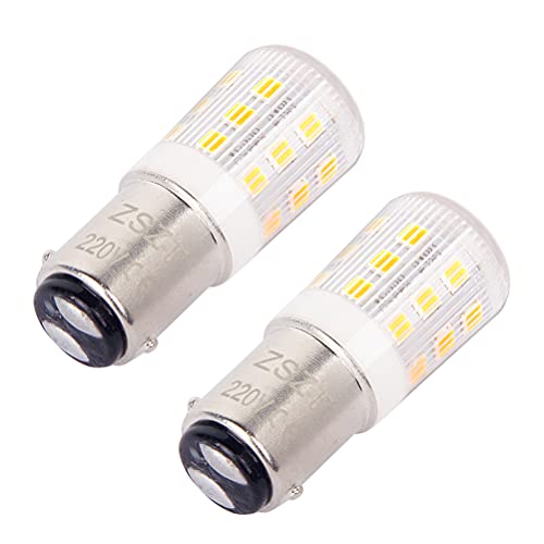 ZSZT B15 LED 230V nähmaschine lampe, 5W Warmweiß 3000K, 35W Halogen-Equivalent, SBC Bajonett Doppelkontakt (2er Pack) von ZSZT