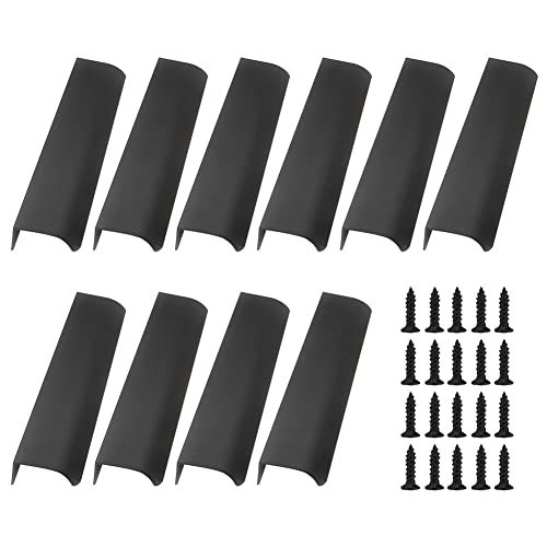 ZSooner Fingerkantenzug 10 Stück lange Schrank-Schubladengriffe sy Installation Küche rostfrei moderner Stil Home Schrank Dden Schlafzimmer Möbel Aluminiumlegierung (80 mm schwarz) von ZSooner