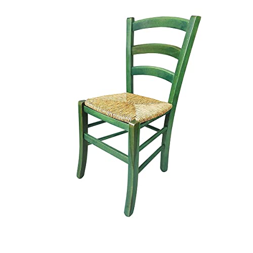 ZStyle, Stuhl Venedig, farbiges Holz, Stroh, für Restaurant, Agrotourismus, Küche, Haus -Grün, Blau, Gelb, Rot von ZStyle
