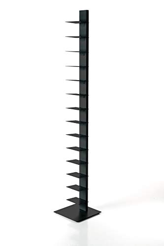 ZStyle BBB ITALIA Bücherregal Sapiens mit vertikaler Säule aus Metall, freistehendes Regal mit Stahlablagen (202 cm, Schwarz) von ZStyle