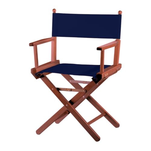 ZStyle Klappbarer Regiestuhl aus Holz, 90 cm hoch, 54 cm breit, 48 cm tief, schwarz (Gestell Mahagoni – Leinwand blau) von ZStyle