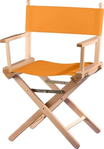 ZStyle Klappbarer Regiestuhl aus Holz, 90 cm hoch, 54 cm breit, 48 cm tief, schwarz (natürlicher Schaft – orangefarbener Stoff) von ZStyle