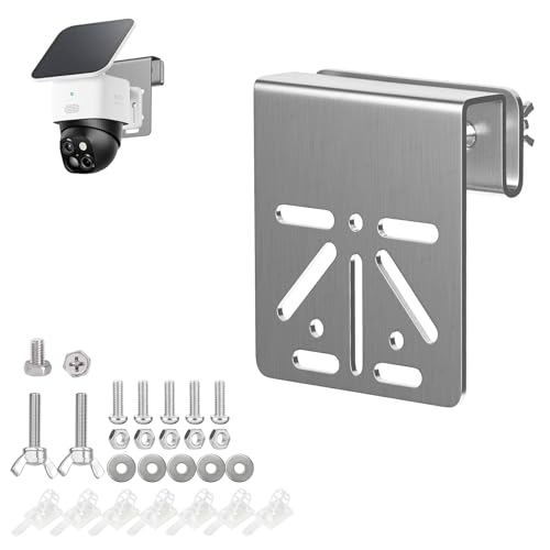 ZT-NET Dachrinnenhalterung aus Edelstahl für Eufy Security SoloCam S340, Solar Sicherheitskamera Halterung Anti-Rost-Schrauben Keine Bohr-Installation kompatibel mit IP PTZ Kuppelkameras im Freien von ZT-NET