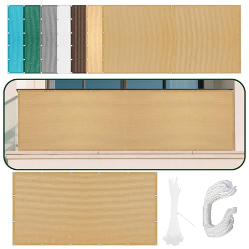 Atmungsaktiv Sonnensegel 700 x 760 cm Rechteckig Atmungsaktiv 98% UV Schutz Schattennetz Vielen Größen mit Spannseilen für Garten Terrasse Outdoor Camping, Sandgelb von ZTAOPSH