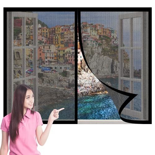Insektenschutz für Fenster Und Türen 225 x 186 cm Insektenschutz Fliegengitter Fenster mit Rahmen Ohne Bohren Total Magnetisch, Automatik-Verschluss für Alle Bis, Schwarz von ZTAOPSH