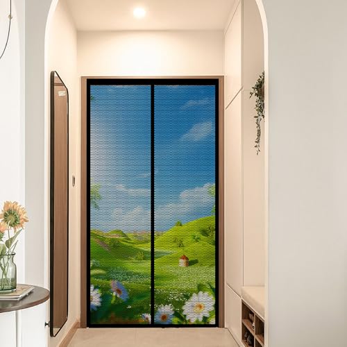 Magnet Fliegengitter Balkontür 67 x 225 cm Insektenschutz Fliegenvorhang Leichte Montage für Schiebetür Und Wohnzimmer, Schwarz von ZTAOPSH