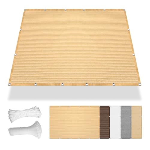 Sonnensegel Rechteckig Atmungsaktiv 290 x 480 cm Rechteckig Atmungsaktiv 98% UV Schutz Segel Baldachin Segeltuch Vielen Größen mit Spannseilen für Balkon Garten Terrasse, Creme Farben von ZTAOPSH