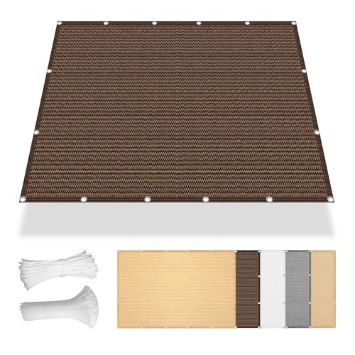 Sonnensegel Rechteckig Atmungsaktiv 355 x 560 cm Rechteckig Atmungsaktiv 98% UV Schutz Segel Baldachin Segeltuch Vielen Größen mit Spannseilen für Balkon Garten Terrasse, braun von ZTAOPSH
