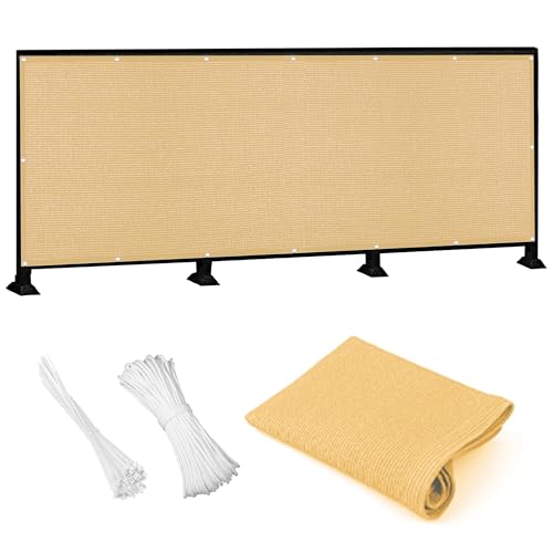 Sonnensegel Sonnenschutz 360 x 610 cm Rechteckig Atmungsaktiv 98% UV Schutz Nach Maß mit Ösen mit Ösen Seil HDPE UV Schutz Ohne Bohren für Balkon Terrasse, Sandgelb von ZTAOPSH
