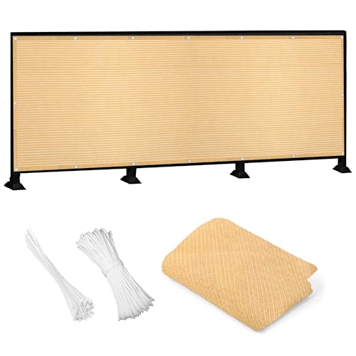Sonnensegel Sonnenschutz 440 x 450 cm Rechteckig Atmungsaktiv 98% UV Schutz Nach Maß mit Ösen mit Ösen Seil HDPE UV Schutz Ohne Bohren für Balkon Terrasse, Creme Farben von ZTAOPSH
