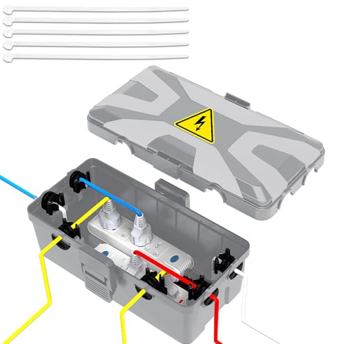 Außenbereich Elektrobox, IP54 Aussensteckdose Wasserdicht, Outdoor Kabelbox für Verlängerungskabel, Gartensteckdose Verteilerdose Außen Wasserdicht (Grau) von ZTBBW
