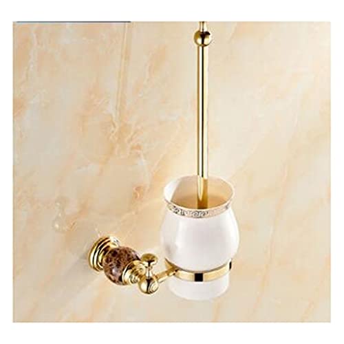 Badezimmer-Hardware-Set Gold-Badezimmer-Hardware-Set,Papierhalter,Handtuchbar,Seifenkorb,Handtuchständer,Handtuchring Bad-Hardware-Handtuchset (Color : Toilet brush hoder 1) von ZTBH