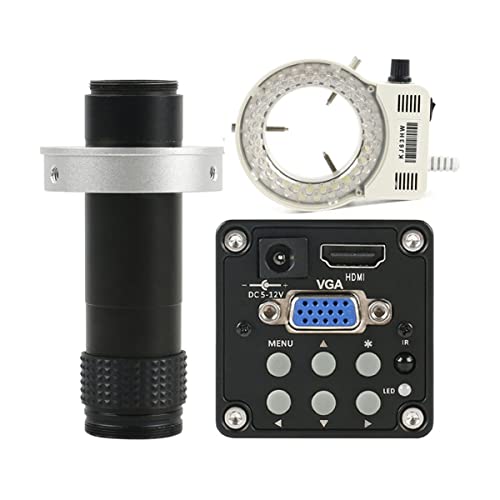 Mikroskop-Zubehör-Kit 1 4MP 720p 60fps HD CCD HDMI/VGA Industrievideo -Mikroskop Digitalkamera Mikroskopische Objektträger(1-130X 50-ring LED) von ZTBH