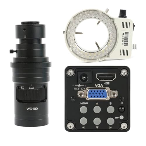 Mikroskop-Zubehör-Kit 14MP 1080P Videomikroskopkamera 100X 130X 180X 200X 300X 500X C-Mount-Objektiv Mikroskopische Objektträger(With 200X LED Light) von ZTBH