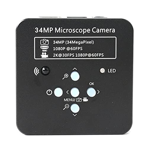 Mikroskop-Zubehör-Kit 2k 34mp 1080p 60FPS Elektronische Industriemikroskopkamera 0.5x Okularadapter Mikroskopische Objektträger(Black camera) von ZTBH