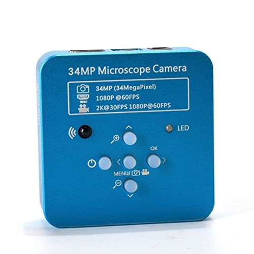 Mikroskop-Zubehör-Kit 2k 34mp 1080p 60FPS Elektronische Industriemikroskopkamera 0.5x Okularadapter Mikroskopische Objektträger(Blue camera) von ZTBH