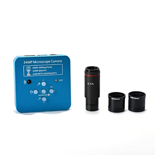 Mikroskop-Zubehör-Kit 2k 34mp 1080p 60FPS Elektronische Industriemikroskopkamera 0.5x Okularadapter Mikroskopische Objektträger(Blue with 0.5X) von ZTBH