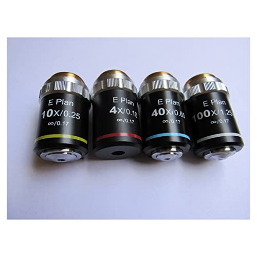 Mikroskop-Zubehör-Kit 4x 10x 40x 100x Flachfeld Infinity Plan achromatisches Bio-Mikroskop-Objekt Mikroskopische Objektträger(4x 10x 40x 100x 4pcs) von ZTBH