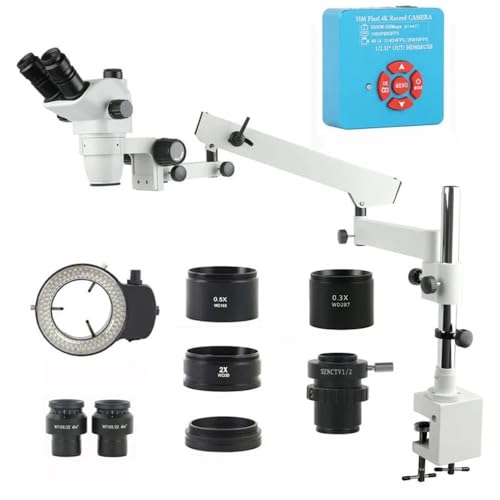 Mikroskop-Zubehör-Kit 6,7X-45X kontinuierlicher Zoom Trinokular-Stereomikroskop 4K 48MP HDMI USB-Kamera Mikroskopische Objektträger (Size : 55MP 4K 2K HDMI USB) von ZTBH