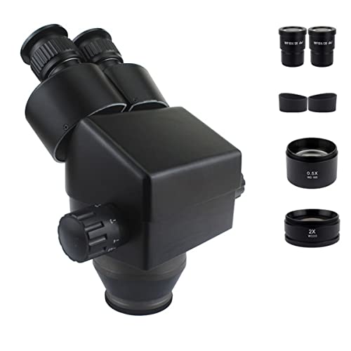 Mikroskop-Zubehör-Kit 7-45X Fernglas-Stereo-Mikroskop-Zoom-Vergrößerungskopf Mikroskopische Objektträger(3.5X-90X Black) von ZTBH