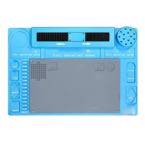 Mikroskop-Zubehör-Kit Aluminiumlegierungs-Pad-Mikroskop-fester Basis-Lötmatte mit Gleitbasis und Schraubendreherhalter Mikroskopische Objektträger(Blue) von ZTBH