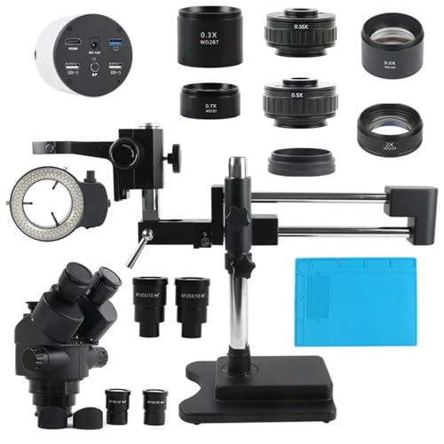 Mikroskop-Zubehör-Kit Autofokus IMX334 4K HDMI USB Messstereo-Trinokularmikroskop Elektronische digitale Videokamera Doppelausleger-Halterungsset Mikroskopische Objektträger (Color : B, Size : White von ZTBH