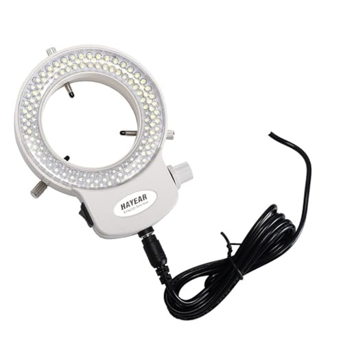 Mikroskop-Zubehör-Kit Einstellbares Mikroskopringlicht 144 LED Stereo-Mikroskop-Illuminator mit Netzteil Mikroskopische Objektträger(Bianco) von ZTBH