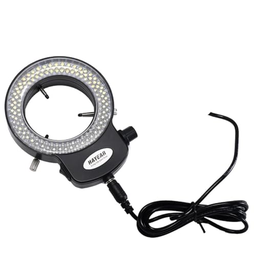 Mikroskop-Zubehör-Kit Einstellbares Mikroskopringlicht 144 LED Stereo-Mikroskop-Illuminator mit Netzteil Mikroskopische Objektträger(Nero) von ZTBH