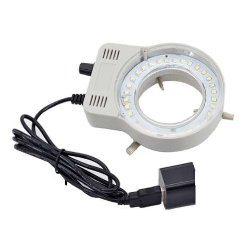 Mikroskop-Zubehör-Kit Mikroskop LED Ringlicht Illuminator Industrie Stereo Mikroskop Kamera Lupe AC 110-240V Adapter Mikroskopische Objektträger(Bianco) von ZTBH