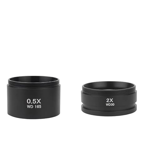 Mikroskop-Zubehör-Kit WD165 0,5X 0,7X 0,75X 1,0X 1,5X 2,0X Hilfs Objektiv, gewinde 48mm Barlow Glas Linse for Stereo trinokular Mikroskop Mikroskopische Objektträger(0.5X 2.0X) von ZTBH