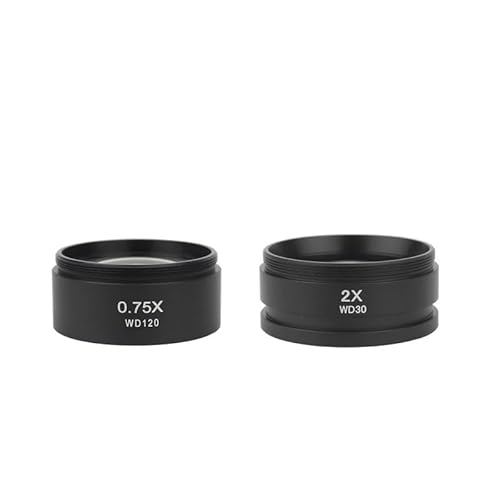 Mikroskop-Zubehör-Kit WD165 0,5X 0,7X 0,75X 1,0X 1,5X 2,0X Hilfs Objektiv, gewinde 48mm Barlow Glas Linse for Stereo trinokular Mikroskop Mikroskopische Objektträger(0.75X 2.0X) von ZTBH