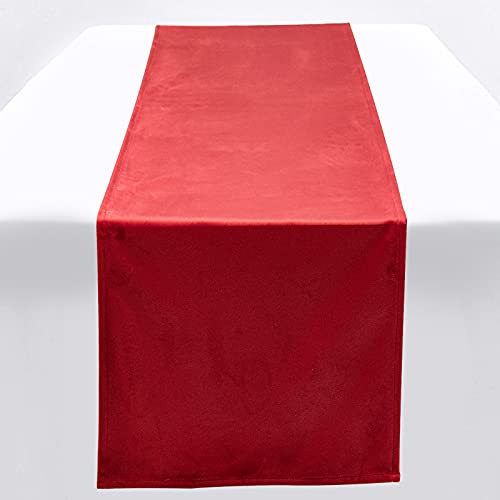 ZTDOLL Tischläufer 33 X 270 cm Tischläufer Rot, Einfarbig Tischläufer Satin Tischläufer Luxus Weicher Samt Tischläufer für Party Urlaub Hochzeit Gathering von ZTDOLL