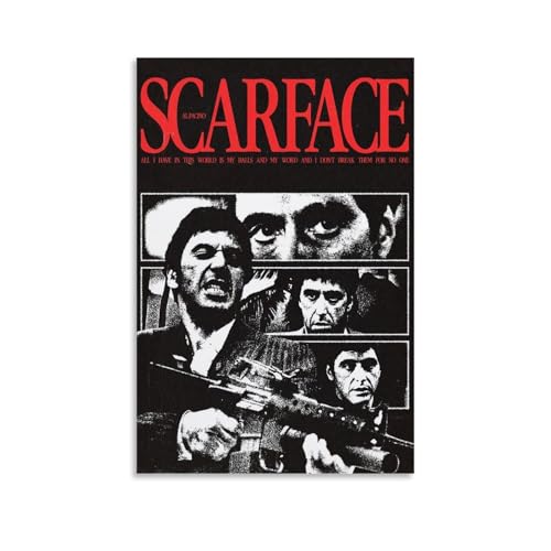 ZTEEHBJVP Scarface Poster Movie Crime Thriller Vintage Collge Für Zimmer, Ästhetische Leinwand-Wandkunst, Schlafzimmer-Dekor Poster 12x18inch(30x45cm) von ZTEEHBJVP