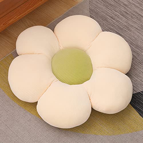 ZTENG Blumenkissen, Dekor Blume geformt werfen Kissen, Bodenkissen zurück Kissen für Sessel Büro (grün&Weiss, 55cm) von ZTENG