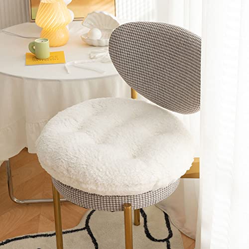 ZTENG Quadratisches Rundes Stuhlkissen Plüsch Flauschiges Stuhlkissen Faux Lambswool Sitzkissen Sitzkissen Bodenkissen Sofakissen (45cm rund, Weiß) von ZTENG
