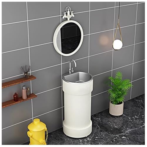 Badmöbel Set Waschbeckenunterschrank, Badezimmer Waschbecken Gäste-WC Waschtisch, Industrieller Stil Badezimmerschrank Waschplatz Standwaschtisch Waschtischunterschrank B,with Mirror von ZTGL