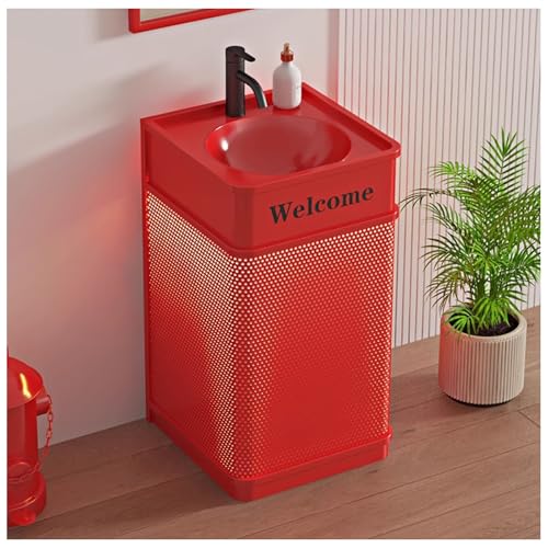 Badmöbel-Set Waschtisch Standwaschbecken Industrial Style Waschbecken Waschplatz Aufsatzwaschbecken Badezimmerschrank Toilette Badmöbelset mit LED-Leuchte & Ablaufgarnitur B, Without Mirror von ZTGL