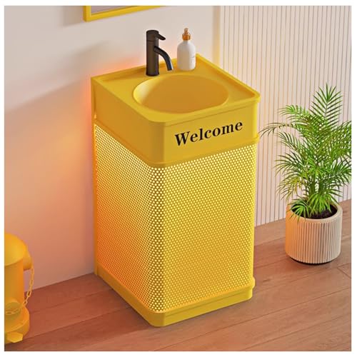 Badmöbel-Set Waschtisch Standwaschbecken Industrial Style Waschbecken Waschplatz Aufsatzwaschbecken Badezimmerschrank Toilette Badmöbelset mit LED-Leuchte & Ablaufgarnitur C, Without Mirror von ZTGL
