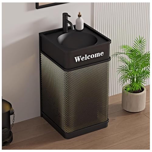Badmöbel-Set Waschtisch Standwaschbecken Industrial Style Waschbecken Waschplatz Aufsatzwaschbecken Badezimmerschrank Toilette Badmöbelset mit LED-Leuchte & Ablaufgarnitur D, Without Mirror von ZTGL