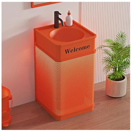 Badmöbel-Set Waschtisch Standwaschbecken Industrial Style Waschbecken Waschplatz Aufsatzwaschbecken Badezimmerschrank Toilette Badmöbelset mit LED-Leuchte & Ablaufgarnitur E, Without Mirror von ZTGL