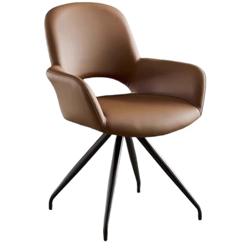 ZTGL 1/2/4/6er Set Esszimmerstühle, 180° Drehbarer Küchenstuhl, Moderne Esszimmerstuhl Polsterstuhl mit Rückenlehne, Wohnzimmer Empfangstühle Drehstuhl Armlehnstuhl mit Metallfüßen Brown,1Pcs von ZTGL