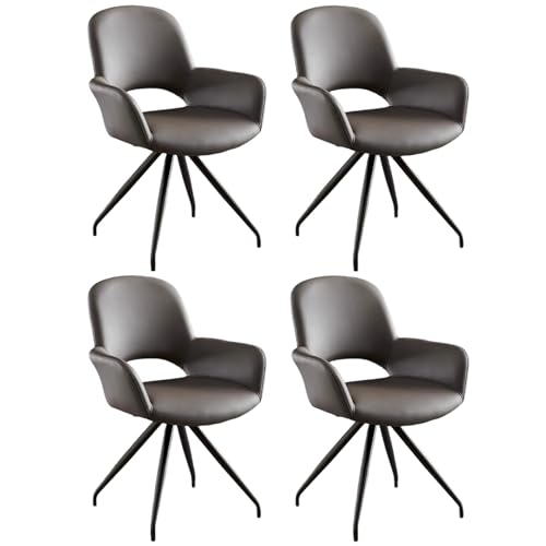 ZTGL 1/2/4/6er Set Esszimmerstühle, 180° Drehbarer Küchenstuhl, Moderne Esszimmerstuhl Polsterstuhl mit Rückenlehne, Wohnzimmer Empfangstühle Drehstuhl Armlehnstuhl mit Metallfüßen Gray, 4Pcs von ZTGL