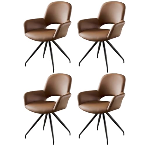 ZTGL 1/2/4/6er Set Esszimmerstuhl Drehbar mit Armlehne, Drehbar 180°, Kunstleder Gepolstert Küchenstuhl, Metallbeine, Moderner Essstuhl, für Esszimmer Wohnzimmer Schlafzimmer Brown, 4Pcs von ZTGL