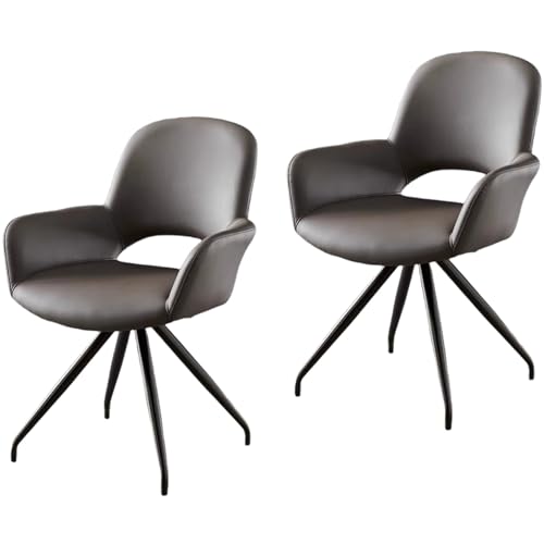 ZTGL 1/2/4/6er Set Esszimmerstuhl Drehbar mit Armlehne, Drehbar 180°, Kunstleder Gepolstert Küchenstuhl, Metallbeine, Moderner Essstuhl, für Esszimmer Wohnzimmer Schlafzimmer Gray, 2Pcs von ZTGL