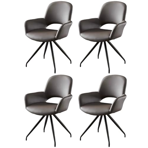 ZTGL 1/2/4/6er Set Esszimmerstuhl Drehbar mit Armlehne, Drehbar 180°, Kunstleder Gepolstert Küchenstuhl, Metallbeine, Moderner Essstuhl, für Esszimmer Wohnzimmer Schlafzimmer Gray, 4Pcs von ZTGL
